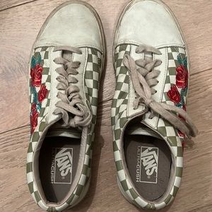 Vans, old skool DX rose embroidery marshmallow, leather sneaker, size 11